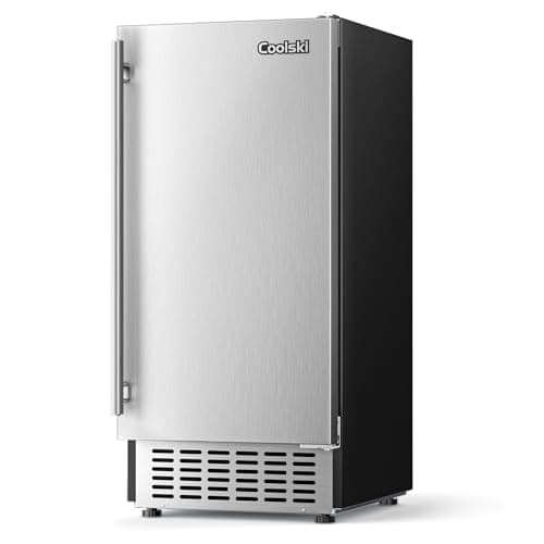 Coolski 15" W Commercial Under Counter Ice Maker Machine, 80 LBS/Day Stainless Steel Built-in Freestanding Ice Maker with Water Filter, for Home Apartment & Commercial Use