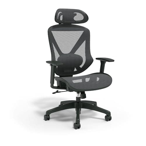 Staples Dexley Ergonomic Task Chair, Mesh, Ergonomic, Lumbar Support, Adjustable Height, Black