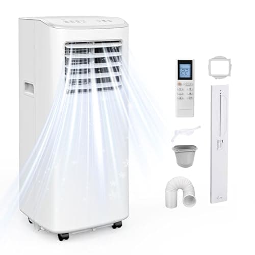8500 BTU Portable Air Conditioner with Remote Control - 3-in-1 AC Unit Cools 450 Sq.Ft, Fan & Dehumidifier, Includes Installation Kit, Sleep Mode, for Bedroom, Office, Studio