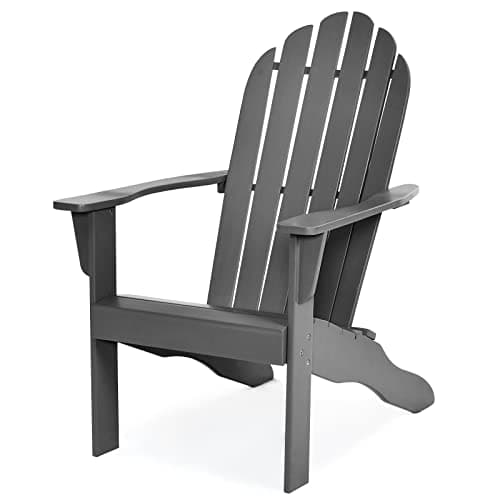 Tangkula Adirondack Chair, Acacia Wood Adirondack Lounger Chair, Outdoor Armchairs with Slatted Seating, Weather Resistant, for Patio Deck Lawn Backyard, Garden Adirondack Furniture (1, Grey)