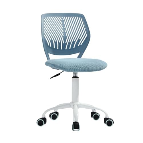 Armless Home Office Desk Chair, Colorful Task Chair with Soft Mesh Padded Cushion, Height Adjustable Swivel Study Computer Chair for for Girls Boys Teens (CO-Blue, 1PC)
