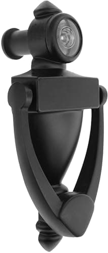 TB-SENROCA Elegant 5 Inch Matte Black Door Knocker with 180 Degree Peephole - Perfect for Front Door Security - Includes Door Viewer Peephole and Door Knockers for Front Door
