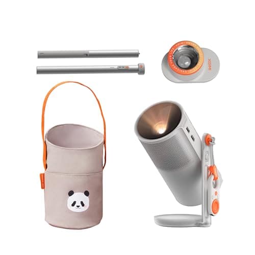 XGIMI MoGo 4 2025 NEW Portable Projector with PowerBase Stand & M.LanPanda Portable Canvas Bag Grey