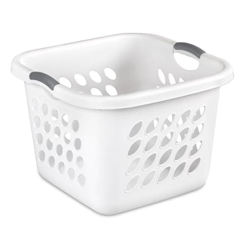 PEtbon 1.5 Storage Bushel Square Laundry Basket Plastic, Laundry Hamper White