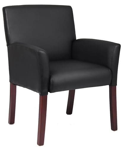 Boss Office Products Box Arm Guest Chair with Mahogany Finish in Black, 250 (B619)