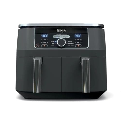 Ninja AD150 Foodi 8 Quart 6-in-1 DualZone 2-Basket Air Fryer with 2 Independent Frying Baskets, Match Cook & Smart Finish to Roast, Broil, Dehydrate & More for Quick, Easy Meals, Black (Renewed)