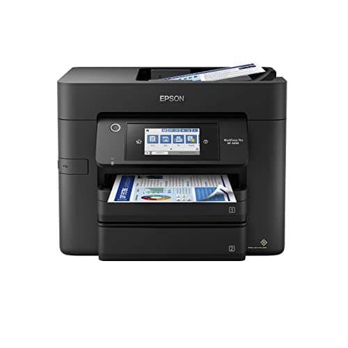 Epson Workforce Pro WF-4830 Wireless All-in-One Printer, Auto 2-Sided Print Copy, Scan/Fax, 50-Page ADF, 500-sheet Paper Capacity, and 4.3" Color Touchscreen, Works with Alexa - Black