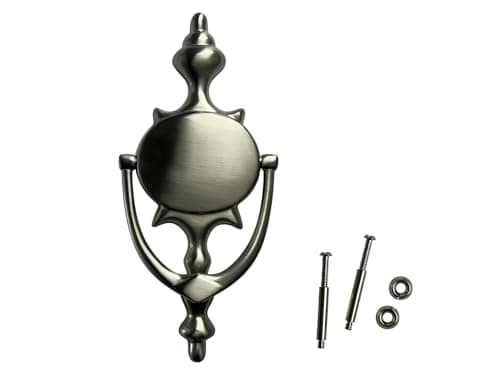 QCAA Solid Brass Door Knocker, 7-3/4", Satin Nickel, 1 Pack, Made in Taiwan