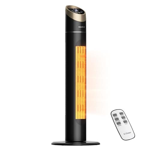 Space Heater for Indoor Use, 34" Space Heater for Large Room, 1500W Tower Heater with Remote, Adjustable Thermostat, 12H Timer, 70° Oscillation, Overheat & Tip-Over Protection, Black