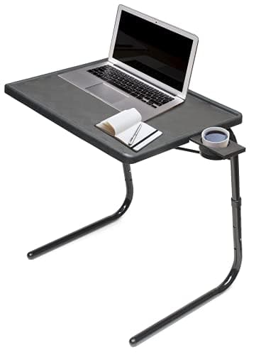 Table-Mate TV Tray Table | Portable Desk Folding Dinner Tray, Couch Table Trays for Eating Snack Food, Portable Laptop Desk, Bed Trays for Eating | Adjustable TV Trays with 3 Angles and Cup Holder