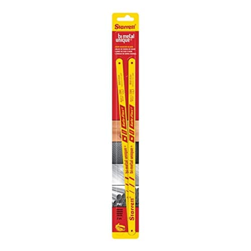 Starrett Bi-Metal Unique HSS Safe-Flex Hand Hacksaw Blade - Ideal for Contractors and Tradesmen - 12" Length, 1/2" Width, 0.024" Thickness, 24 TPI - 2-Pack - KBS1224-2