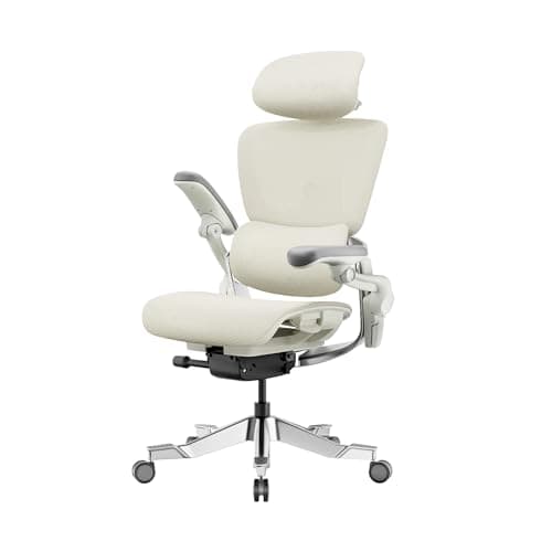 HINOMI H2 Pro Premium Ergonomic Office Chair - Comfy Home Office Desk Computer Chair with Adjustable Back Support, Swivel Wheels, Flip-up Arms, Comfortable Mesh Seat for Desk Work (Cream White)