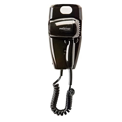 Jerdon Wall-Mount Hair Dryer - Black Hotel Style Hair Dryer with 32" Power Cord - JWM8CB