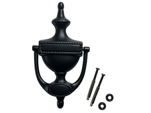 QCAA Solid Brass Door Knocker, Victorian Rope Type, 7-3/8", Matte Black, 1 Pack, Made in Taiwan