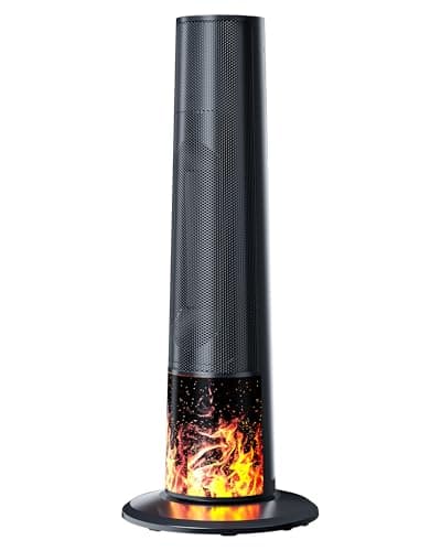 Nyzgax Tower Space Heater with Adjustable Thermostat for Large Room, 60° Oscillation Indoor Use, Remote Control & 12H Timer, Tip-Over Switch & Overheating Protection, 1500W