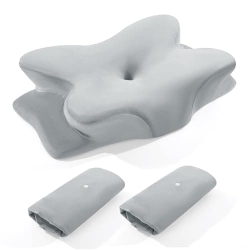 BALAPET 2 Pcs Velvet Cervical Neck Pillow Case, Soft Elasticity Pillowcase for Ergonomic Cervical Neck Pillow,Fuzzy Warm Flannel Pillow Cases with Zipper, Cover Only(Light Gray)