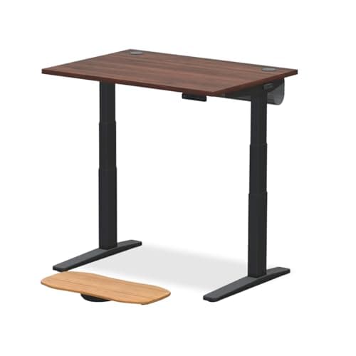 UPLIFTDESK V3 2-Leg Walnut Laminate Wood Standing Desk – Adjustable Height, Advanced 1-Touch Memory Keypad, Under Desk Cable Management, Wire Grommets & Rocker Board (Black C-Frame, 48 x 30 inch)