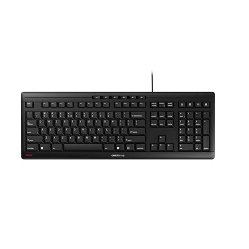 Cherry Stream Keyboard, Wired Keyboard for PC/Laptop, Whisper Quiet Silent Keys, Unique Typing Feel, Slim Design, SX Scissor Switches, USB-A, QWERTY, Black