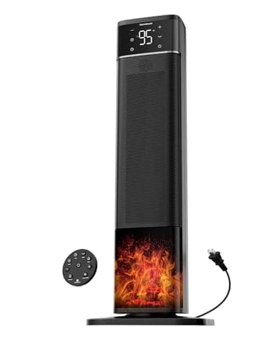 TECXERLLON 32.3" Portable Space Heaters for Indoor Use Large Room, 1500W Tower Electric Space Heater with 3D Flame, PTC Ceramic Space Heaters with Remote