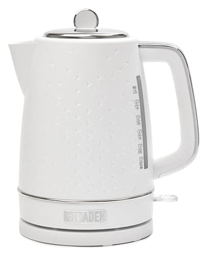HADEN Starbeck Cordless Electric Kettle with Auto Shut-Off, 1.7 Liter, White & Chrome - Fast Boiling Water Heater for Tea and Coffee with 360-Degree Base and Boil-Dry Protection
