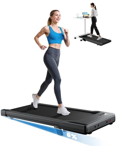 DeerRun Under Desk Walking Pad Treadmill for Home & Office, 6% Manual Incline, 0.6–3.8 MPH Walking Speed, 300 lb Capacity, App & Remote Control