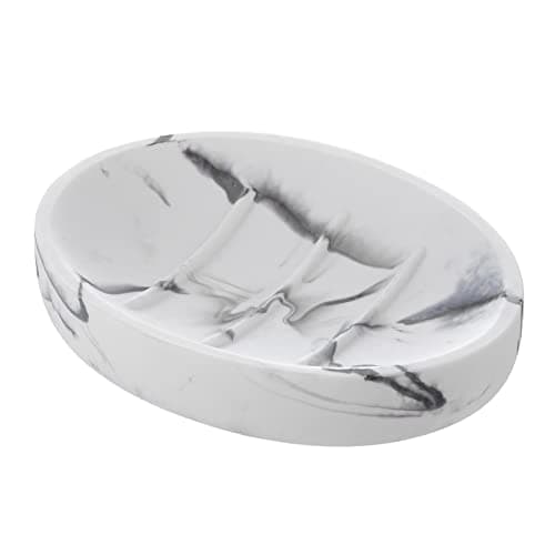 INIUNIK Marble Look Soap Dish - Bar Soap Holder for Shower, Bathroom & Kitchen Sink