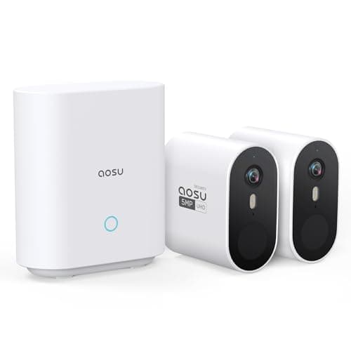 aosu Security Cameras Wireless Outdoor, 5MP Ultra HD Wireless Security Camera System, 2 Camera kit with 166° Wide Angle, 240-Day Battery Life,Spotlight Camera, 32G Local Storage, No Monthly Fee