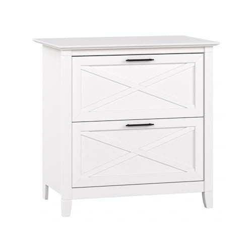 Bush Home Key West 2 Drawer Lateral File Cabinet in Pure White Oak, Document Storage for Home Office, Accent Chest with Drawers