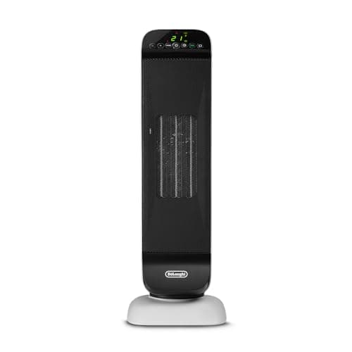 DeLonghi 1500w Ceramic Digital Tower Heater made with recycled materials and packaging, remote, ECO, oscillation