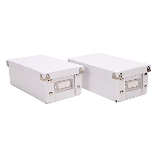 Snap-N-Store Index Card Holder Storage Box - Collapsible Organizer Box fits 1100 Flash Cards - Business, Recipe, or Note Card - 3 x 5, 2 Pack, White