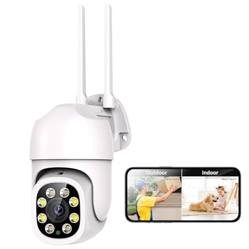 POHAAGNZE 1080P Security Camera Outdoor Wired/Wireless Starlight Color Night Vision, 2MP Cameras for Home AI Human Detection & Auto Tracking, IP66 2-Way Audio, US Cloud, Compatible with Alexa (1PCS)