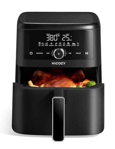 HiCOZY 10-in-1 Air Fryer, 6QT Family Size, Flash Crisp Technology, 400F for Hot & Crispy Results in Minutes, Roast, Reheat, Dehydrate & More, Black
