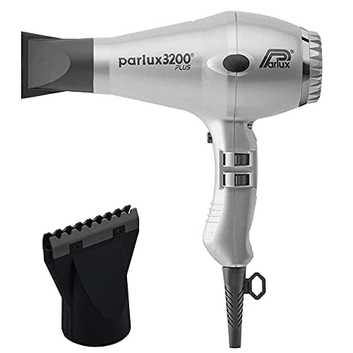 Parlux 3200 Plus Silver Hair Dryer + M Hair Designs Hot Blow Attachment (Bundle) – Professional High-Speed Ionic Blow Dryer for Fast Drying & Frizz-Free Styling