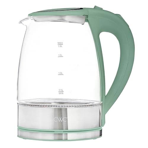 COOK WITH COLOR Electric Tea Kettle, 1.8L Cordless Hot Water Boiler, 1200W Rapid Boil, Auto Shutoff & Boil Dry Protection, BPA-Free, Sleek Countertop Design, Green