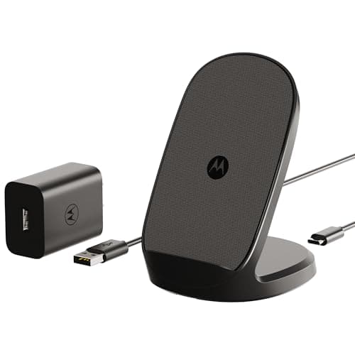 Motorola TurboPower 15W Wireless Stand + 33W Charger + Cable - Charging for Moto G Power 2024/2025, G Stylus 2024/2025, Edge 2023/2024/2025, Razr/Razr Plus 2023/2024/2025, Razr Ultra