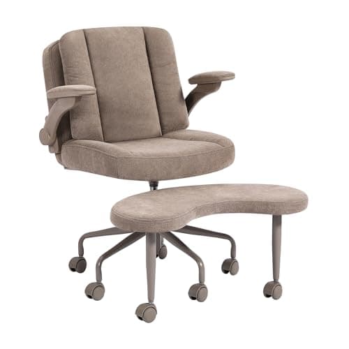 Pipersong Meditation Cross Legged Armchair, ADHD Chair with Adjustable Armrests, Criss Cross Desk Chair with Flexible Back Cushion, Swivel Footrest, Arm Support and Wheels for Home Office, Cocoa