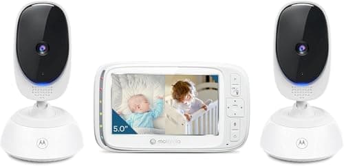 Motorola Nursery VM75 2-Camera Video Baby Monitor, 1000ft Range no WiFi 2.4 GHz Wireless, 5" Screen, 2-Way Audio, Pan/Tilt/Zoom, Room Temp, Lullabies, Night Vision (Renewed)