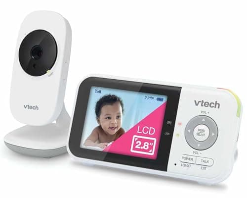 VTech VM819 Baby Monitor with Camera and Audio, 2.8” Screen Portable Baby Camera, Night Vision, 2-Way Audio, Temperature Sensor and Lullabies, Secure Transmission No WiFi, Ideal for Baby/Elderly/Pet
