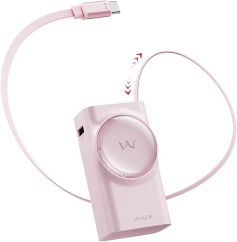 iWALK Portable Charger, 10,000mAh 30W Max Compact Power Bank, Travel Essential Phone Battery Pack with 2.3 ft Retractable Cable for iPhone 17/16 Series, iPad, Galaxy, Pixel, and More