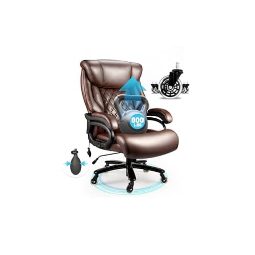 800lbs Executive Chairs, Executive Office Chairs for Big and Tall with Adjustable Lumbar Support, Office Chair for Heavy People, Leather Desk Chairs with Quiet Rubber Wheel and Extra Wide seat