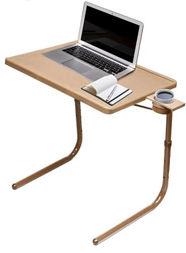Table-Mate TV Tray Table | Portable Desk Folding Dinner Tray, Couch Table Trays for Eating Snack Food, Portable Laptop Desk, Bed Trays for Eating | Adjustable TV Trays with 3 Angles and Cup Holder