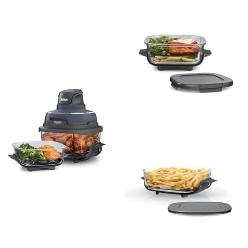 Ninja Air Fryer, 2.5 QT Crispi System + 4 Containers with Storage Lids, Air Fryer, Microwave, Freezer & Dishwasher Safe, Non Toxic Portable Cooking System, Compatible with Ninja FN100 Crispi Series