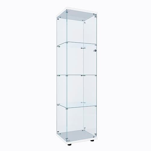 FLYMUHJIA Curio Cabinet Glass Display Case for Collectibles with 4-Shelf Display Shelves, 64.2'Hx16.9''Lx14.6''W White