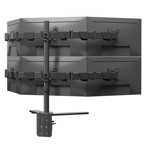 HILLPORT 6 Six Monitor Desk Mount Arm Fits Screens up to 32 inch, 19.8 lbs/Weight Capacity per Screen, Fully Adjustable Bracket Stand Black HP X35JX-6