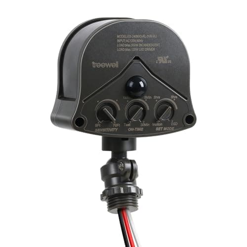 TREEWELL 240° & 360° Replacement Motion Sensor, Adjustable Time & Detection Sensitivity Up to 70 Feet Range, 4 Working Modes Outdoor Motion Detector for Security Floodlight, Brown, UL Listed