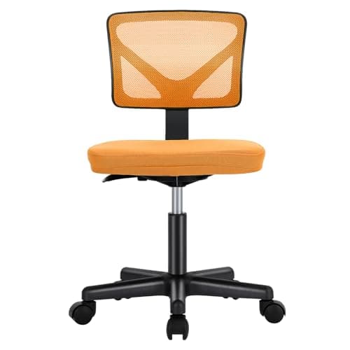 Sweetcrispy Office Computer Desk Chair, Ergonomic Low-Back Mesh Rolling Work Swivel Chairs with Wheels, Armless Comfortable Seat Lumbar Support for Home, Bedroom, Study, Student, Adults, Orange