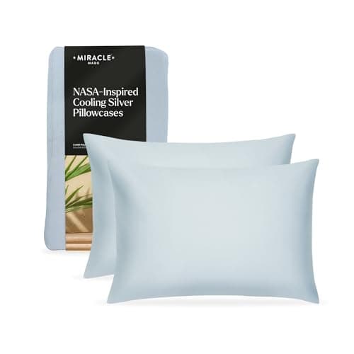 Miracle Made Soft, Breathable Cotton Pillowcase Set, 2-Piece – Silver-Treated, Cool-to-The-Touch Covers for a Fresher-Feeling Sleep Surface – Standard Size, Sky Blue
