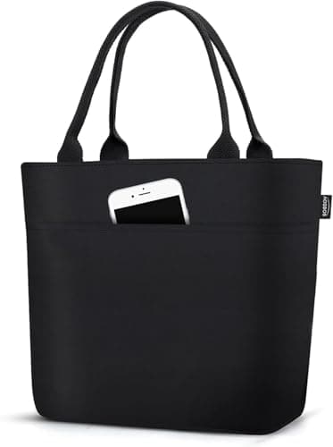 Aosbos Lunch Tote Bag, Insulated Lunch Box for Women, Leakproof Lunch Cooler Purse for Work, Black
