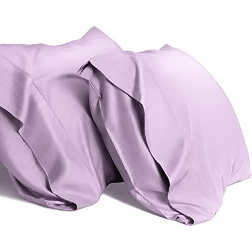 WishSmile Cooling Queen Pillowcases Set of 2 Breathable Cool Silky Soft Rayon Derived from Bamboo Fabric, Moisture Wicking for Hot Sleepers, Hair and Skin Friendly, Light Purple, 2 Pack, 20x30IN