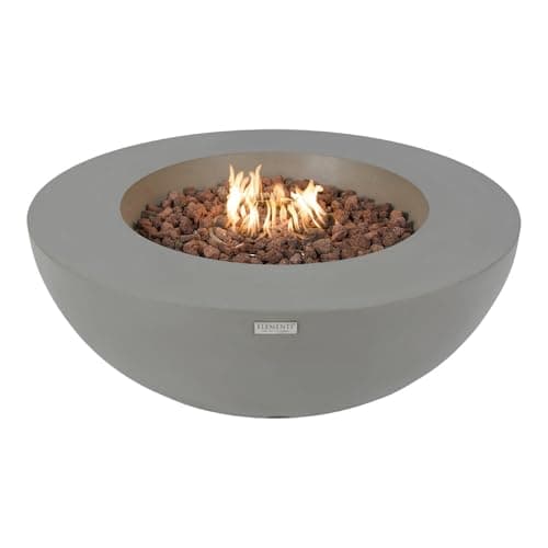 Lunar Bowl Fire Table Outdoor Fire Pit 42" x 42" Cast Concrete Round Firepit Includes Lava Rocks 45,000 BTUs Outdoor Fireplace for Patio Furniture Set, Deck, Porch, Outdoor Heater - Natural Gas